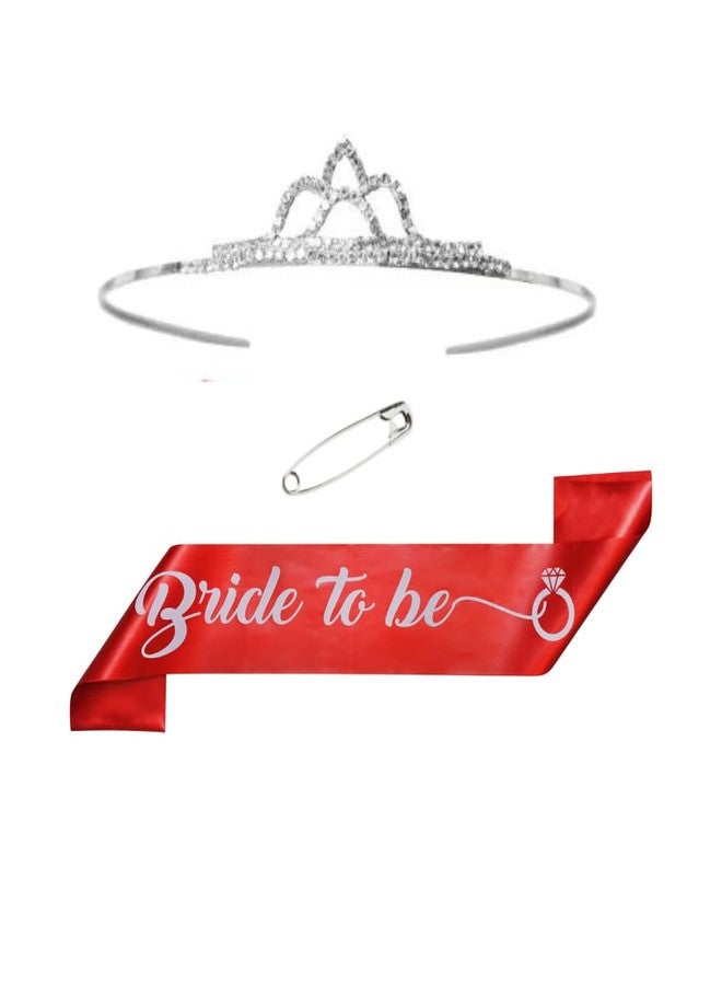 Decofy Bride to Be Decoration Set - Red Bride to Be Sash | Crow Tiara For Bridal Shower Party | Spinsters Party (Small Red) - Image 1